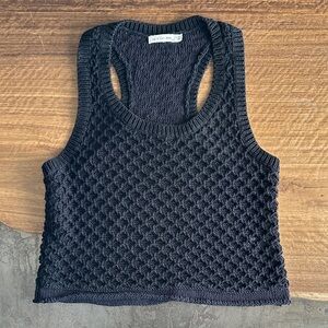Rag & Bone Black Crocheted Textured Open Knit Top